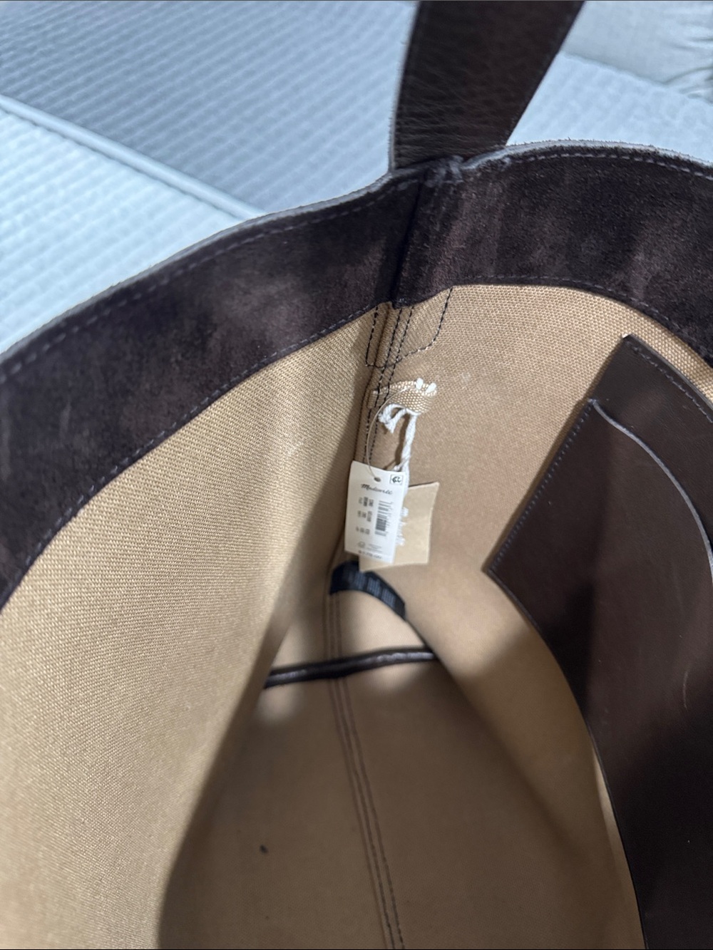 Madewell The Essential Bucket Tote in Dark Carob genuine suede leather - Picture 10 of 12